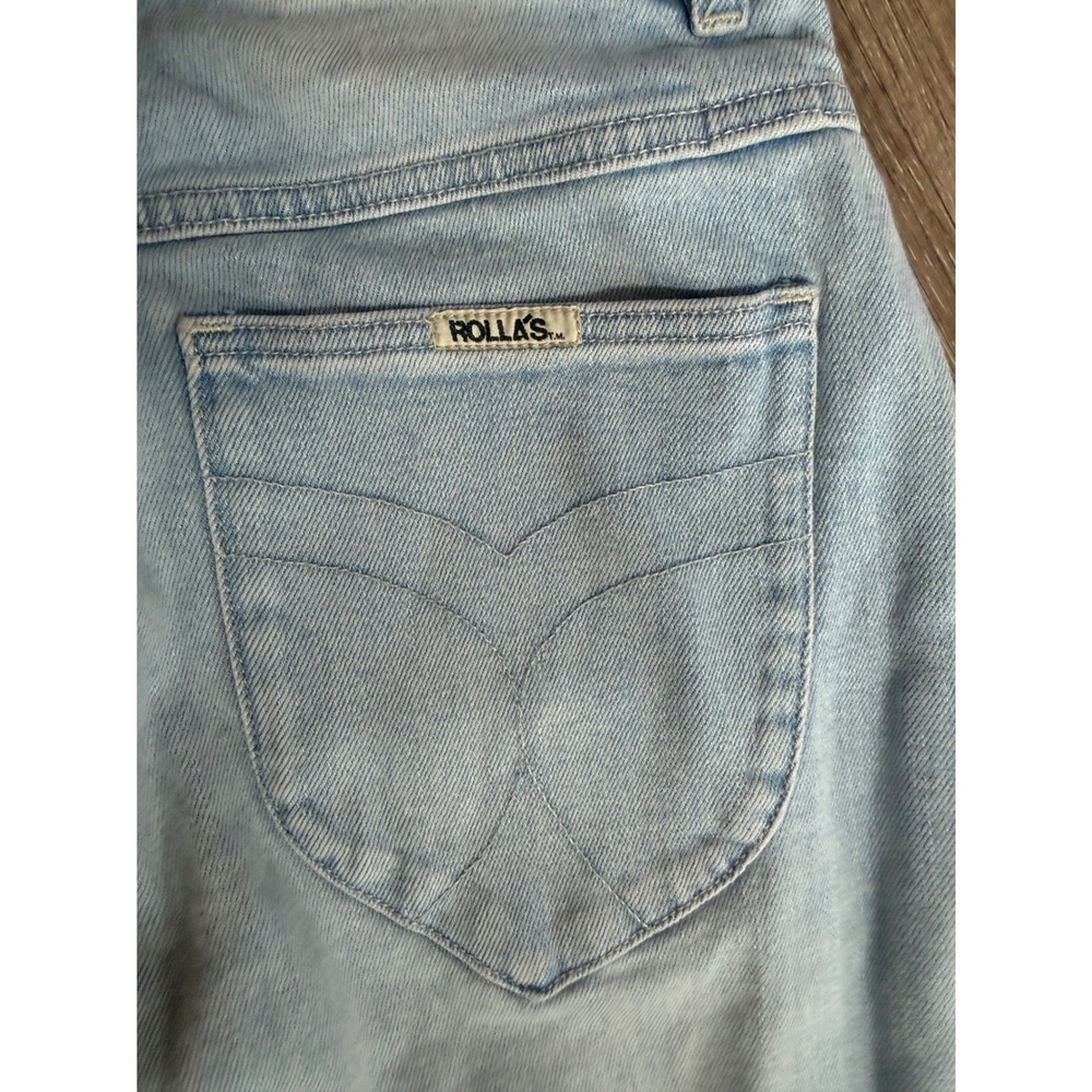 Rollas Sailor Wide Leg Jeans Size 30 Light Vintage Blue High Rise Pocket Baggy - Picture 8 of 13